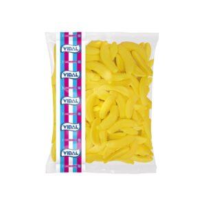 Bananas foam bolsa de 1 Kg sin gluten sin grasa Sabrosas golosinas en forma de banana con una increíble textura blandita y suave y un intenso sabor a banana. Podrás disfrutar de esta pieza creada originalmente por Vidal Golosinas en tus mesas dulces, fiestas de cumpleaños o momentos más dulces. ¿A qué esperas para saborear esta increíble golosina?