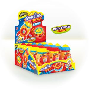 Spinning con caramel comprimido dentro del cohete SABOR: Tutti-Frutti