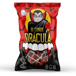 Cerdán Caramelo con palo Dracula relleno de chicle 200 unidades