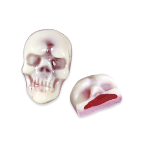 Caramelos de goma de la marca fini con forma de calavera rellena en formato de 250, disponible en aperitivos corrales