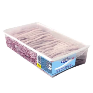 Tarro con 200 unidades de regaliz Finipalo Nata blanco Fini con relleno de fresa y textura suave. Ideales para candy bars, cumpleaños o dar un toque blanco a un evento. ¡Un regaliz cremoso y diferente!