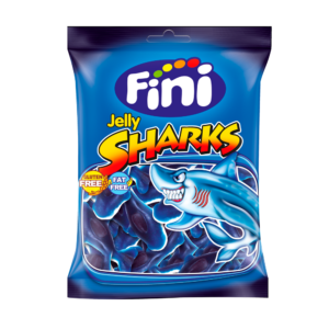 Golosina HALAL Fini Tiburones azules bolsa 90gr. 12 unidades