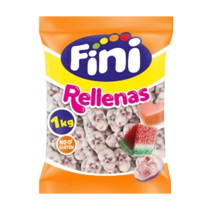 Bolsa de 1 kilo de Calaveras Rellenas Fini, golosinas con forma de calavera, exterior suave e interior relleno de gelatina. Perfectas para fiestas de Halloween, mesas de chuches temáticas, candy bars terroríficos o para sorprender a los amantes de los dulces más escalofriantes.