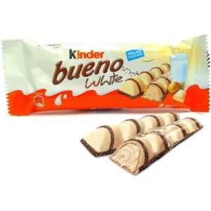 Kinder Bueno White - Chocolate Blanco con Relleno Cremoso de Avellanas | Un Placer Único