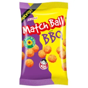 caja con 20 bolsas de matchball sabor barbacoa