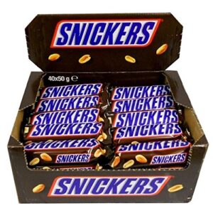 Snickers (40 x 50g) Chocolatina con Deliciosa Crema de Cacahuete, 50 g - Pack de 40