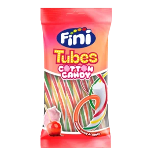 Regaliz Tubes Cotton Candy Fini Golosinas - Algodón de azúcar y manzana - Caja 12 bolsas de 80 g